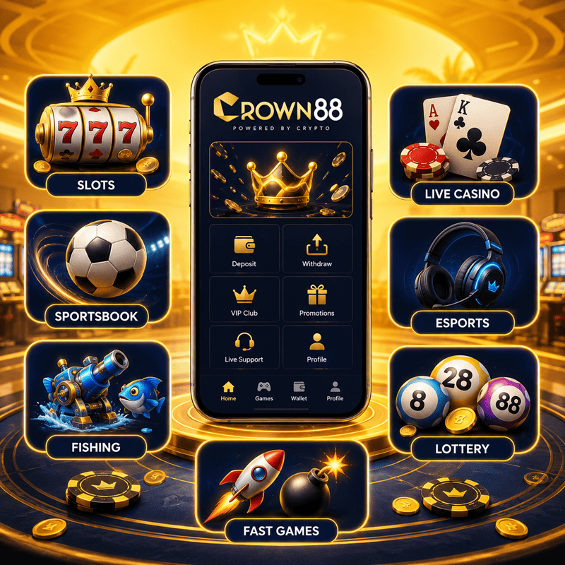 crown88 games main category online casino lobby