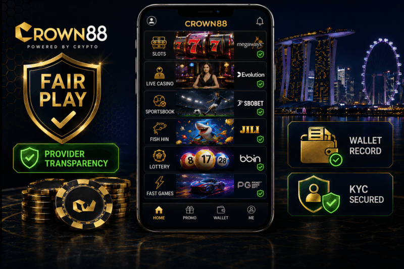 Crown88 fair play slots guide explaining RNG RTP volatility and bonus features for Singapore players