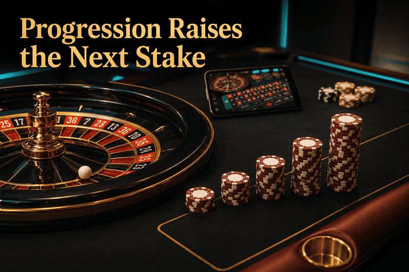 Progression raises the next stake on roulette